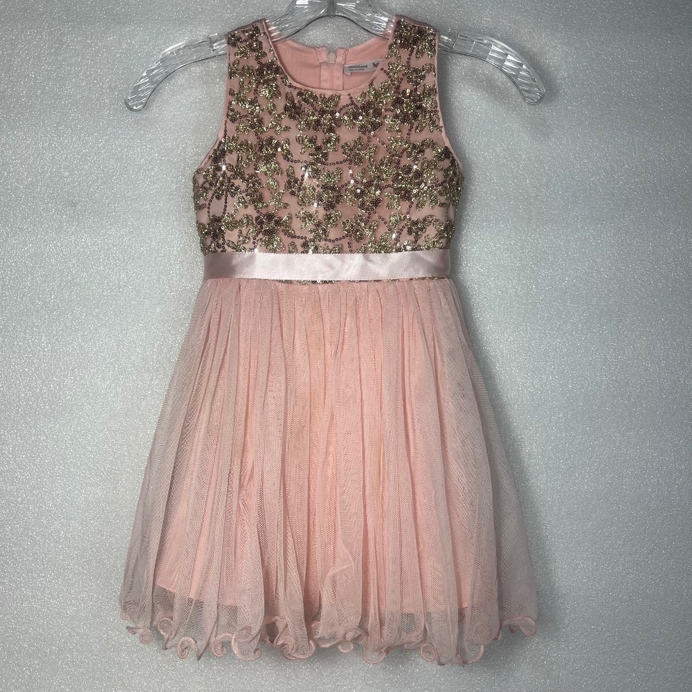 Beautees Pink Dress with Gold Sequins